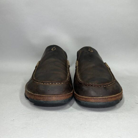 Olukai Moloa Shoes Men's Size 10.5 Brown Leather‎ Comfort Casual Slip On Loafers - Picture 2 of 10